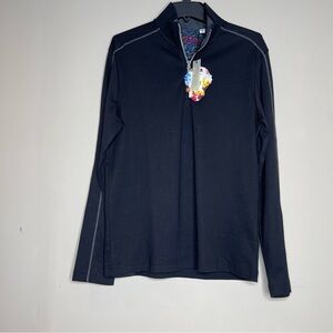 Robert Graham Brecken 1/4 Zip Sweater Black Pullover Men's